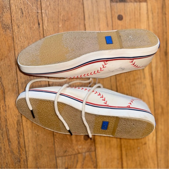 Keds White Baseball Sneakers with Red Stitching - Picture 2 of 3